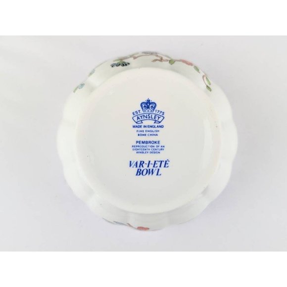 White Porcelain Bowl Gold Trim Floral Vintage Fine China Blue Birds Pink Floral - Picture 8 of 10